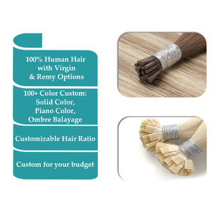 Extensions de cheveux à kératine pré-collée, double trame, pointe plate européenne, <span class=keywords><strong>micro</strong></span>-anneaux, double trame, cheveux humains vierges authentiques pour salon - Product Image 1
