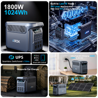 ABOK 1800W Stazione di Alimentazione Portatile LiFePO4, Batteria UPS di Emergenza per Casa, Oltre 4000 Cicli a 80% di Capacità, Generatore Solare