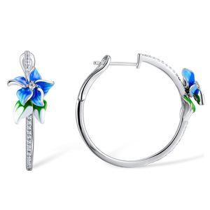 Orecchini a forma di fiore per donna, eleganti gioielli floreali alla moda - Product Image 2