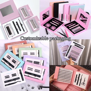 New nhãn hiệu riêng cá nhân Faux Mink 3D hiệu ứng Lash đoạn tự nhiên cụm lông mi tự làm lông mi mở rộng Kit - Product Image 6