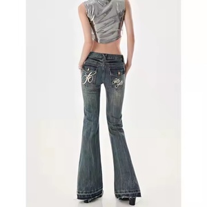 Jeans de Mezclilla Vintage con Diseño Y2K, Estilo 2025, Pantalones Acampanados, Transpirables, Bordados, para Mujer - Product Image 2