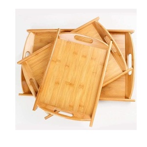 Bandeja de servicio de madera natural hecha a mano ecológica para utensilios de cocina marca artesanal Moon Rise más vendida precio al por mayor de La India - Product Image 1