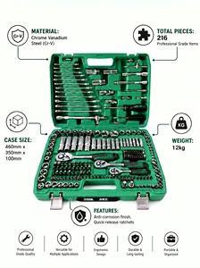 Kit di Attrezzi Meccanici Multiuso per Auto da 216 Pezzi, Set di Chiavi a Bussola in Acciaio CRV in Valigetta Rigida, Attrezzatura per Riparazione Veicoli - Product Image 6
