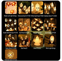 Luces LED de Cadena para Halloween con Diseños de Araña, Calavera, Fantasma y Calabaza - Decoración Ambiental para Habitaciones en Longitudes de 1.5m/3m/4.5m/6m