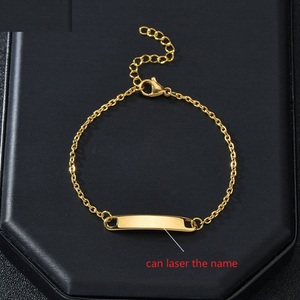 Bracelet personnalisé avec nom pour enfants, plaqué <span class=keywords><strong>or</strong></span>, acier inoxydable, motif géométrique, tendance, cadeau pour fête d'enfant et anniversaire - Product Image 3