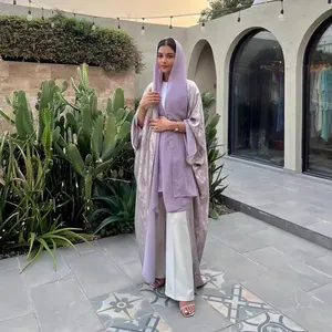 2024 Hot Sell Abaya Femmes Robe Musulmane Muslim Fashion Solid Color Bronzing Abaya Cardigan Eid Abaya Dubai Islamic Clothing