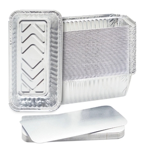 1 lb. 4x5 foglio di alluminio togliere piccoli contenitori per alimenti in padella vassoi monouso con coperchi - Product Image 3
