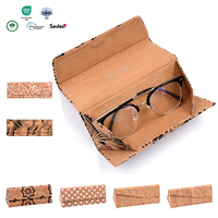 Étui de rangement rigide pour lunettes Bestclean Factory, en liège écologique imprimé, pliable et plat, pour protection optimale