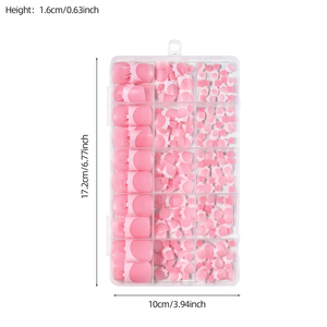 150 <span class=keywords><strong>Uñas</strong></span> Postizas Francesas Brillantes en Rosa y Blanco, <span class=keywords><strong>Uñas</strong></span> Acrílicas Cortas Cuadradas para el <span class=keywords><strong>Verano</strong></span>, 15 Tamaños Disponibles - Product Image 6