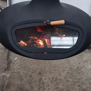Chimenea <span class=keywords><strong>de</strong></span> Leña Suspendida Personalizada para Interiores <span class=keywords><strong>con</strong></span> <span class=keywords><strong>Puerta</strong></span> <span class=keywords><strong>de</strong></span> <span class=keywords><strong>Vidrio</strong></span> y Campana - Product Image 1