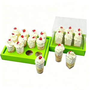 Thiết kế mới hộp <span class=keywords><strong>cupcake</strong></span> trong suốt và bao bì phân hủy sinh học mini vuông tròn tráng miệng hộp cốc - Product Image 3