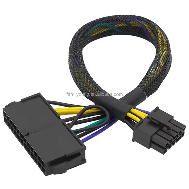 24 Pin to 10 Pin ATX PSU Main Power Adapter Braided Sleeved Cable for IBM Lenovo PCs and Servers 20cm/30cm