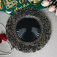 Assiettes de présentation dorées en plastique de 13 pouces, style vintage et antique, pour la décoration de mariage