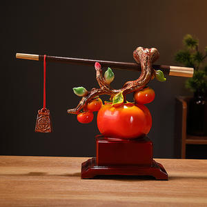 Figurine sculptée artistique en résine époxy de kaki pour la décoration de l'entrée du salon, cadeau de pendaison de crémaillère, cadeau de nouvelle maison - Product Image 4