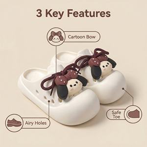 Mules femme à nœud, à découpe mi-haute, à motif perforé, souples et confortables, style coréen, avec coussin d'air, imperméables, pour extérieur/intérieur - Product Image 5