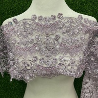 Dentelle brodée perlée en maille de 21 cm en stock pour vêtements ethniques et Hanfu, bandes DIY