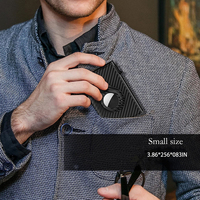 Dompet Pria untuk Uang dan Kartu Kredit dengan Jendela ID, Anti RFID, Casing Logam, Penutup Magnetik, Dompet Saku Depan