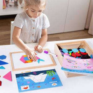 Rompecabezas de Tangram de Madera, Bloques Geométricos, Juego Educativo para el Desarrollo de la Inteligencia, Rompecabezas Magnético para Niños - Product Image 2