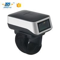 DYscan Mini scanner de code QR sans fil portable à porter sur le doigt pour scanner de codes-barres 2D avec capteur CMOS 300 scans/sec Noir/Argent