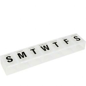 <b>7</b> Compartment Small Pill Box Plastic Capsule Case for Vitamins and <b>Tablets</b> White - Product Image 1