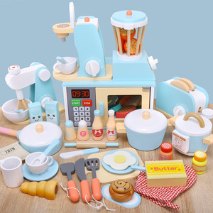Ensemble de cuisine simulée en bois pour enfants, jeu de cuisine avec appareils et ustensiles, jouet unisexe de 2 à 4 ans - Product Image 1