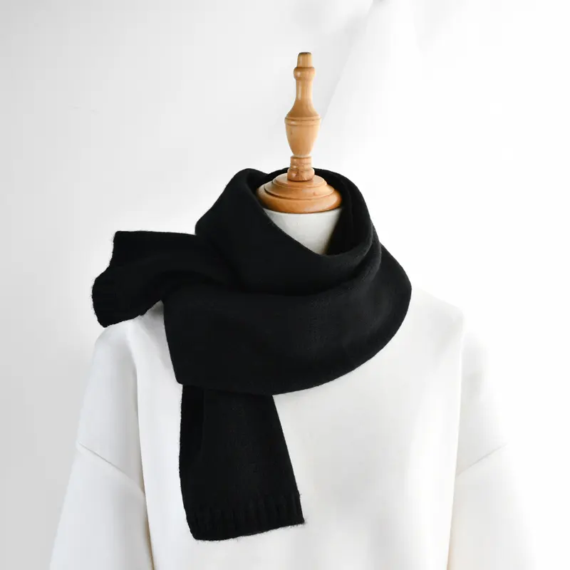 Simple style black cashmere scarf men women autumn winter warm knitting soft cashmere adults scarves luxury gifts