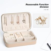 Petite boîte à bijoux en cuir pour femmes, organiseur de bijoux portable pour voyage, étui de rangement pour colliers, bagues et boucles d'oreilles, boîte cadeau abricot