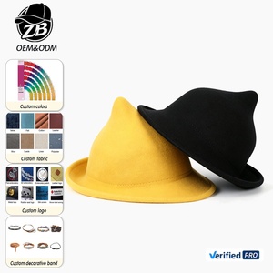 Sombreros de Bruja de Lana 100% con Logotipo Personalizado, Nueva Tendencia, Plegables, Gorros para Fiesta de Halloween, Color Liso, Accesorios de Disfraces para Halloween - Product Image 2