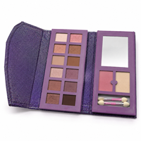 Étui de rangement pliable en PVC pailleté de haute qualité pour maquillage, palette de fards à paupières vide avec miroir, logo personnalisé, vente en gros ODM