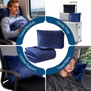 ชุดผ้าห่มเดินทาง 2 in 1 พร้อมโลโก้ส่วนตัว ปรับแต่งสีและขนาดได้ ผ้าฟลานเนลนุ่ม ผ้าฟลีซ ใช้เป็นหมอนและผ้าห่มเดินทาง 2-in-1 สำหรับเครื่องบินและรถยนต์ เพื่อความสบาย - Product Image 2