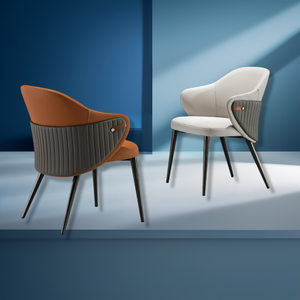 Chaise en acier de luxe Lu pour salle à manger, chaise en cuir moderne pour hôtel - Product Image 3