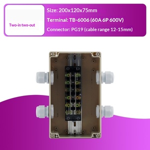 200x120x75mm <b>Waterproof</b> Junction <b>Box</b> Two-in-two-out 60A Terminal Block PG19 Cable Gland Enclosure Terminal <b>box</b> - Product Image 2
