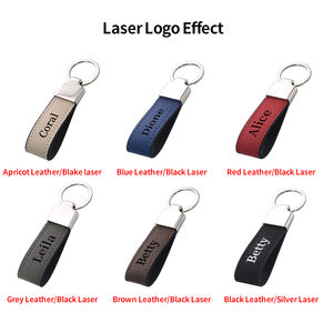 Logo personalizzato all'ingrosso incisione Laser serigrafia in metallo bianco laserabile similpelle metallo portachiavi in pelle - Product Image 3