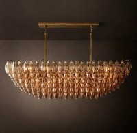 Lustre en verre à LED à 3 niveaux en laiton moderne et luxueux pour la maison, le salon, la salle à manger, la cuisine