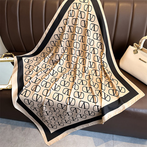 Classic Pattern Faux Silk <strong>Square</strong> <strong>Scarf</strong> Stylish Women Accessory Faux Silk <strong>Square</strong> <strong>Scarf</strong> for Neck Hair &amp; Bag Styling OEM/ODM - Product Image 1