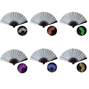 Folding Led Fan Light Up Hand Fan Stage Performance Show Glowing Birthday Party Night Club Fluorescent Fan