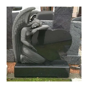 Monumento e lapide di alta qualità pietra tombale del monumento di angelo dell'amore in granito nero di nuova concezione - Product Image 1
