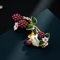 Aksesoris Fashion Mewah Grosir Pabrik untuk Mantel, Bros Tikus Enamel dari Paduan Kuningan Berlapis Emas Asli Custom