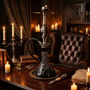 Black Glass <b>Hookah</b> Metal Stand Water <b>Pipe</b> with Decorative Skull Design for Lounge Bar Home Use - Product Image 5