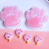 Lumineux gelée chat patte résine dessin animé bricolage accessoire coque de téléphone housse de protection décoratif Patch Crocs chaussure boucle matériel