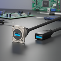 Kabel Ekstensi USB3.0 Female Berbahan Zinc Alloy untuk Panel Mount, Flange Mount, USB Cabinet, Chassis Flush Mount, dan Feedthru