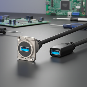 Cable de extensión USB 3.0 rectangular hembra de aleación de zinc para montaje en panel, con brida para montaje en gabinete/chasis USB, de montaje empotrado y paso a través - Product Image 6