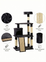 Structure d'escalade robuste pour chat en peluche avec poteaux à gratter en sisal naturel, arbre à chat multi-niveaux en velours pour chatons d'intérieur