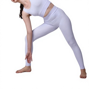 Ensemble de yoga sans couture 2 pièces : Crop top et leggings taille haute pour femme, tenue de sport couleur unie, dos nageur sans manches, longueur intégrale - Product Image 5
