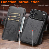 Étui de téléphone SUTENI pour iPhone 18 Pro Max, coque magnétique avec recharge sans fil, support de carte, portefeuille, simili cuir, 17 16Plus 15