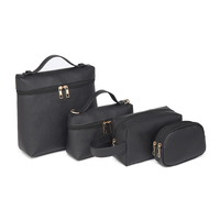Pochette cosmétique multifonctionnelle en PU, forme D, petite, résistante à l'eau, avec logo personnalisé OEM/ODM, motif grain de litchi, portable, mini, pour voyage