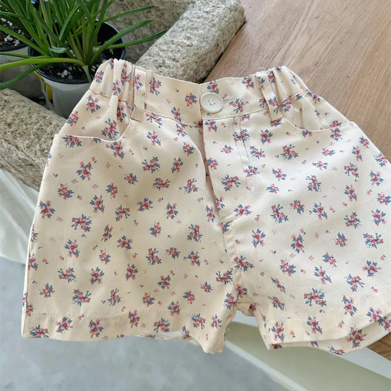 2023 summer new arrival flower shorts for little girls Korean design infant baby girl short clothing casual outfit 6660