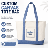Sac fourre-tout en toile de coton uni, couleur bleue, patchwork, avec poignée durable, impression de logo personnalisée directement en usine, recyclable