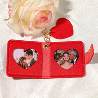 Porte-clés photo miniature créatif, pendentif en forme de cœur, breloques en cuir, cadeau portable, étui photo en cuir PU pour couple, souvenir de mariage