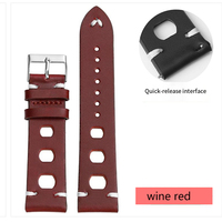 Bracelet de montre en cuir véritable respirant à fixation par ardillon, remplacement universel à dégagement rapide pour montre, tailles 18, 20, 22 mm
